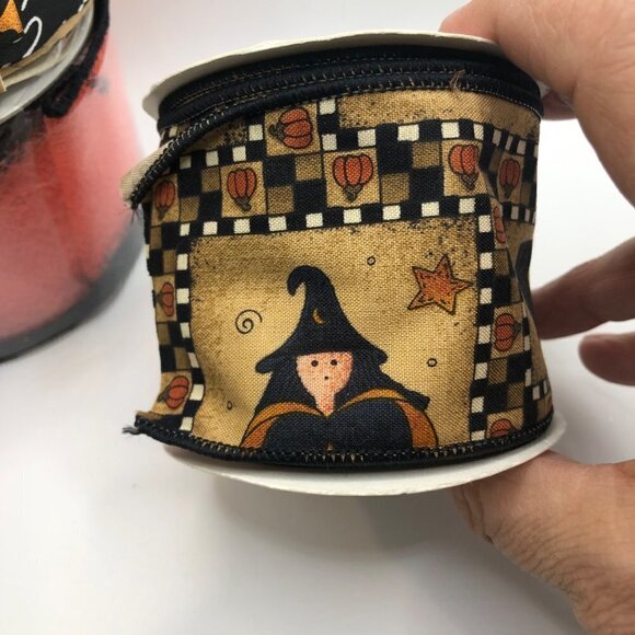 VINTAGE Halloween Crafting Ribbon Lot of 4 Wide Cat Spiderweb Witch Foil  NWT - Picture 6 of 12